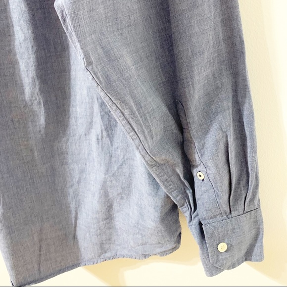 Izod Button Down Micro Stripe Long Sleeve Cotton Shirt with Contrasting Cuffs 💙 - Picture 8 of 12